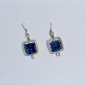 Hand-Crafted Blue Stone and Silver Earrings